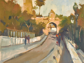 'Laurel Street Bridge,' 9x12 oil on canvas by Marjorie Taylor