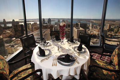 The University Club offers panoramic views of Downtown from the 34th floor of Symphony Towers